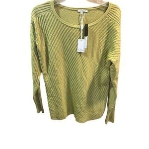 Villa Milano Women's Green Ribbed Knit Pullover Sweater Wool Blend Soft Size M